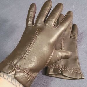 ‎Downholme Vegan faux Leather Gloves, dark brown